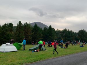 Packing up at campsite