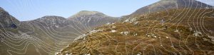 View of Mourne Mountains with contour lines