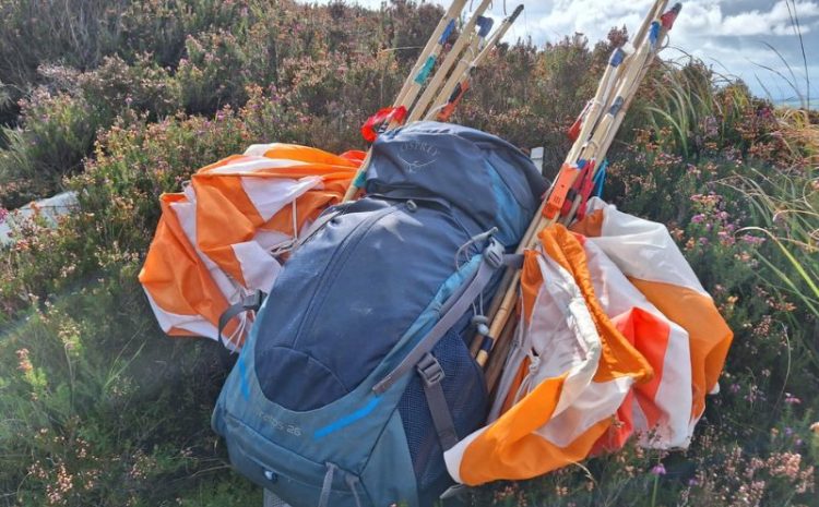 Rucksack with orienteering markers for Mourne Mountain Marathon